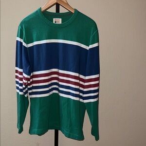 Champion Todd Snyder Green Long Sleeve with Blue and Red Stripes Men’s Size M